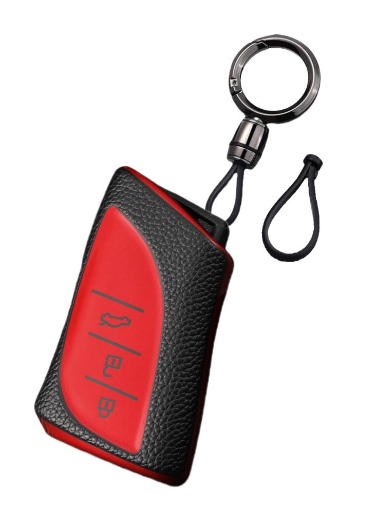 OUYoo Compatible with lexus Key fob Cover with Keychain,Metal Keychain,TPU Protective Key case,Upgrade the TPU surface texture shell,Compatible with 2018-2025 ES250 ES350 UX200 NX300h RX350 RX450h GX460 TX550 LX600 LS500 LC500h ect new Remote Smart Key,With keychain.(red) - Image 1