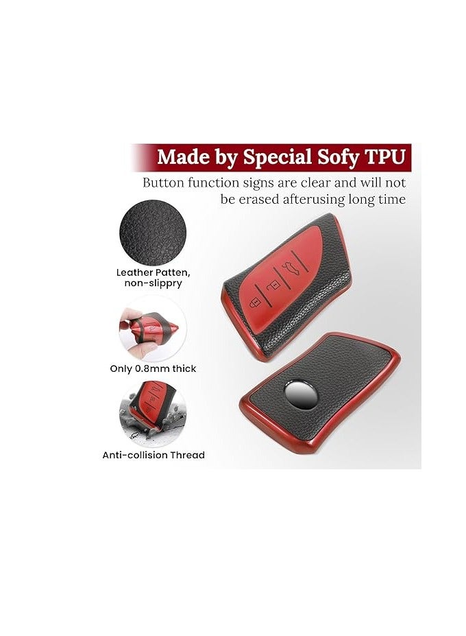 OUYoo Compatible with lexus Key fob Cover with Keychain,Metal Keychain,TPU Protective Key case,Upgrade the TPU surface texture shell,Compatible with 2018-2025 ES250 ES350 UX200 NX300h RX350 RX450h GX460 TX550 LX600 LS500 LC500h ect new Remote Smart Key,With keychain.(red) - Image 3