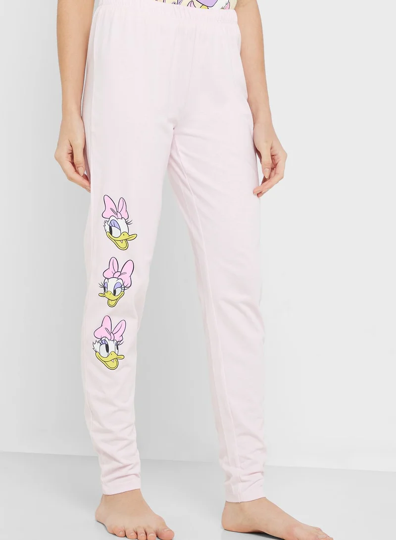 Disney Crew Neck Graphic T-Shirt & Pyjama Set
