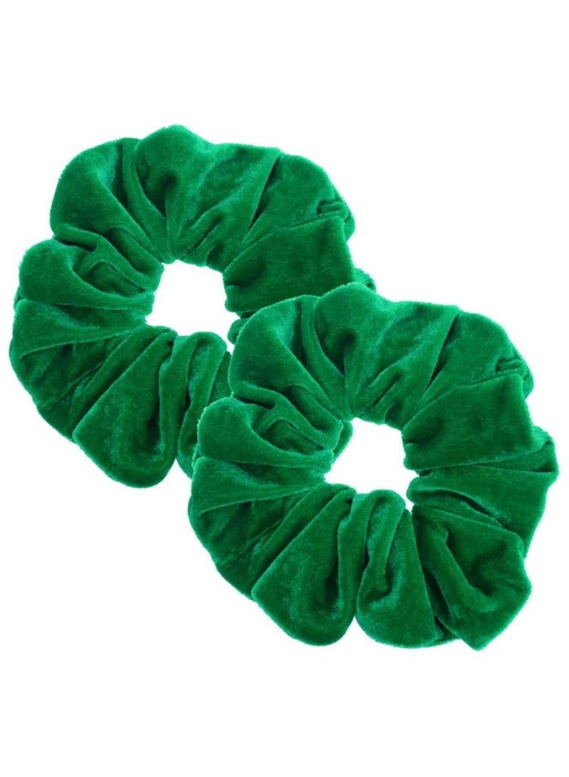 STAR BEJA STAR BEJA velvet large hair ties, soft hair ties for women Pack of 2 Green Color - Image 1