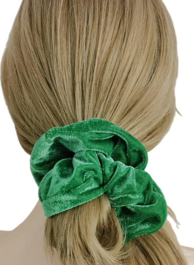 STAR BEJA STAR BEJA velvet large hair ties, soft hair ties for women Pack of 2 Green Color - Image 2