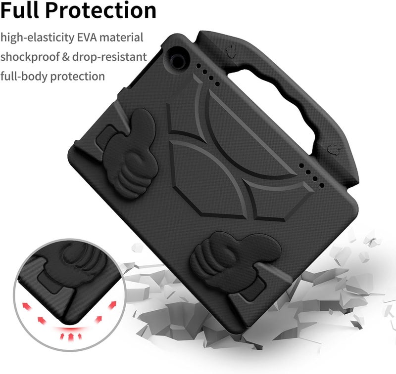 GOWENIC Shockproof Cover with Rotatable Handle for Fire HD8 HD8 Plus, Thumb Design Protective Tablet Case, Soft Foam Structure for Drop Protection (Black) - Image 3