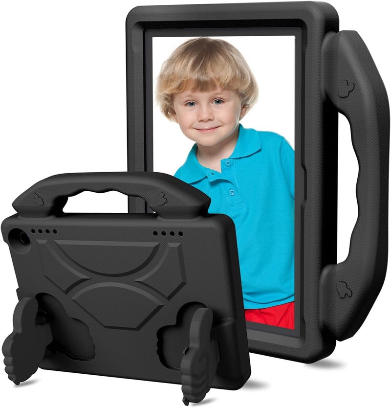 GOWENIC Shockproof Cover with Rotatable Handle for Fire HD8 HD8 Plus, Thumb Design Protective Tablet Case, Soft Foam Structure for Drop Protection (Black) - Image 1