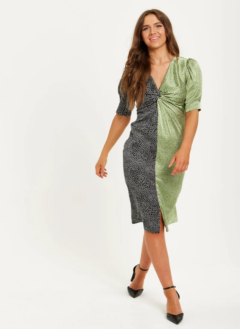 Liquorish Polka Dot Midi Dress In Contrast Colours