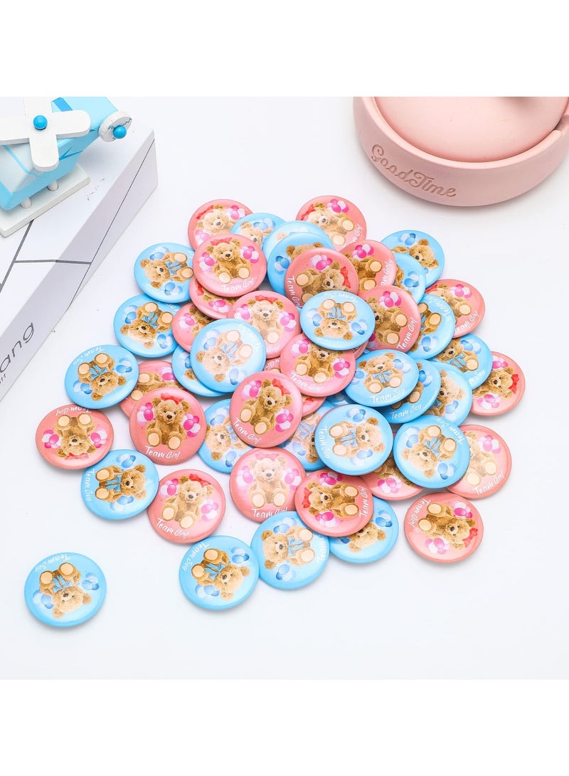 KASTWAVE Gender Reveal Button, 100 Pcs Team Boy Girl Button Pins for Baby Shower Party Supplies, Bear Gender Reveal Pins Baby Shower Buttons Pins for Gender Reveal Party Game Supplies, 1.5 Inches - Image 3