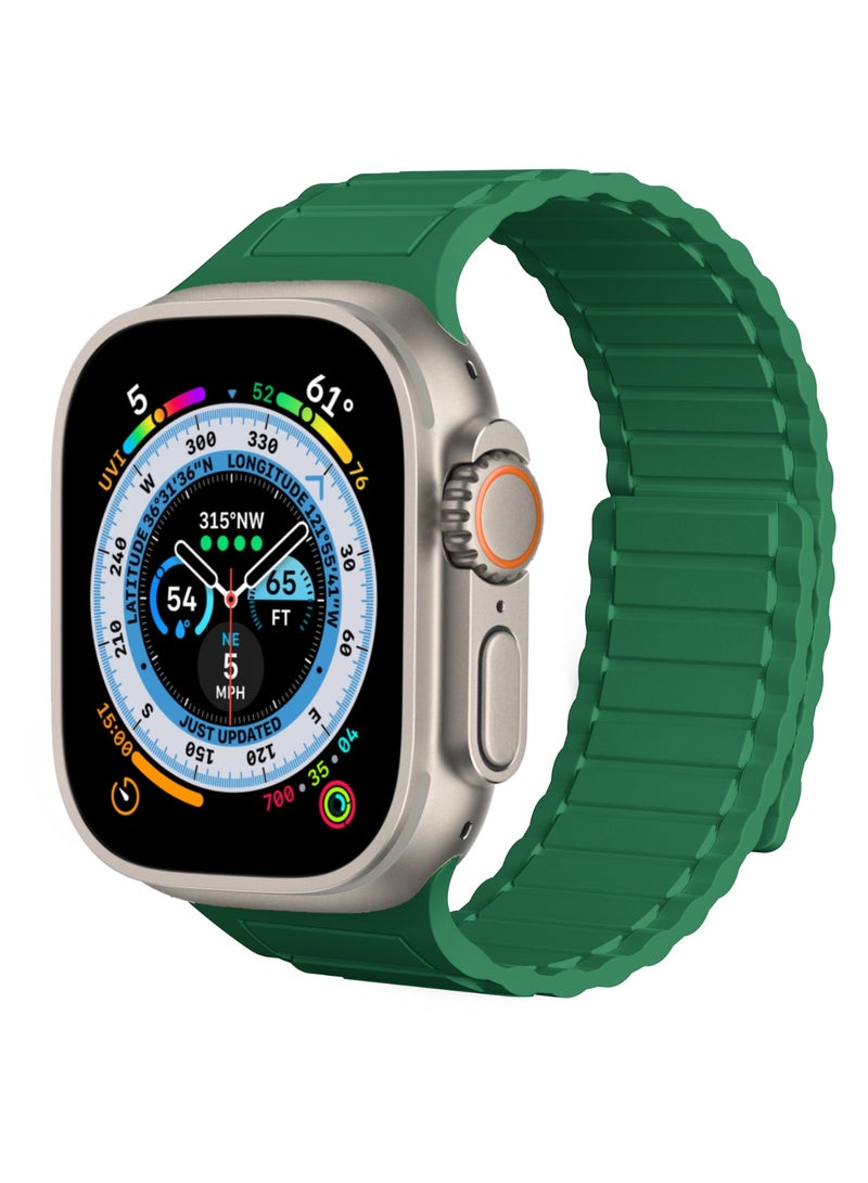 Magnetic Watchband Compatible with Apple Watch for Men 44mm 45mm 46mm 49mm 42mm（Series 3） Women Silicone Sport Strong Magnet Strap for iWatch Series 10 9 ULTRA 2 SE 8 7 6 5 4 3 1