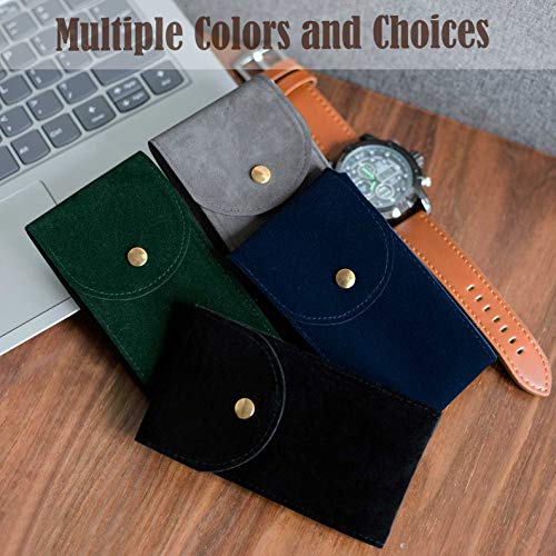 Besforu 4PCS Watch Travel Case for Men and Women Portable Velvet Watch Pouch Watch Storage Bag and Organizer (2BLACK+2GREEN) - Image 3