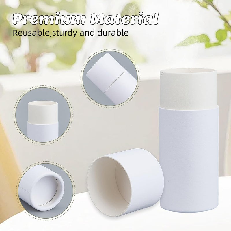 NICENEEDED 10 Pcs White Paperboard Deodorant Tubes, 2.1 oz Empty Cardboard Deodorant Containers, Push-Up Style Kraft Paper Jar Tube Round Paperboard Solid Container for DIY Homemade Body Lotion Sticks - Image 3