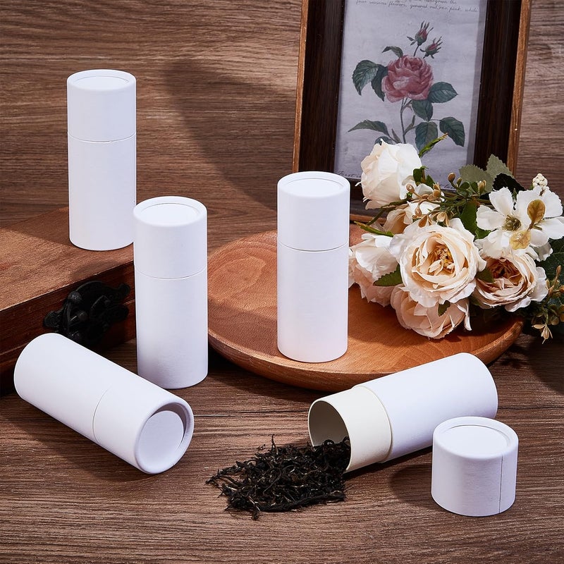 NICENEEDED 10 Pcs White Paperboard Deodorant Tubes, 2.1 oz Empty Cardboard Deodorant Containers, Push-Up Style Kraft Paper Jar Tube Round Paperboard Solid Container for DIY Homemade Body Lotion Sticks - Image 5