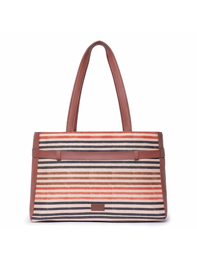 ZOUK Women's Jute Handcrafted Vegan Leather Statement Office Shoulder Bag - Image 1