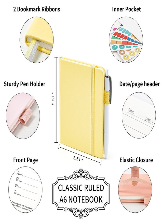 Feela College Ruled Notebooks, 3 Pack, A6, Pastel Colors, Light Yellow, Light Pink, Pale Orange - Image 2