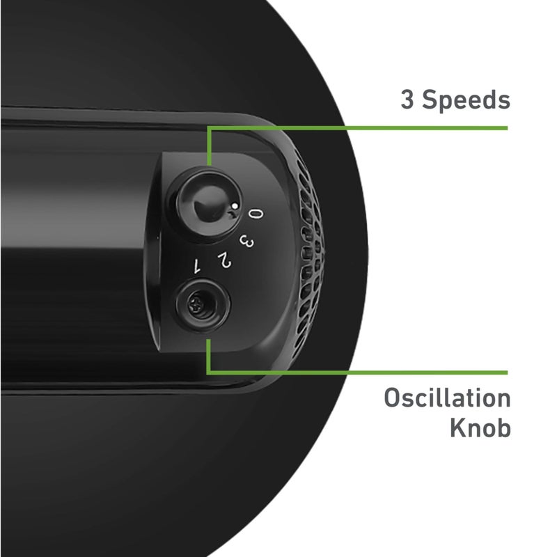 Holmes 12 Inch Oscillating Table Fan 3 Speeds 75 Degree Wide Angle Oscillation Adjustable 15 Degree Tilt Quiet Operation Home Office Bedroom Kitchen Black - Image 3