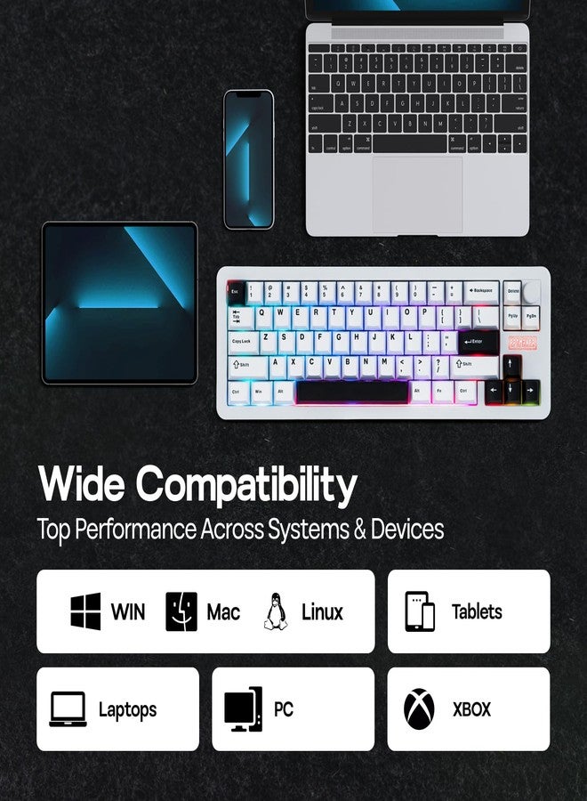 EPOMAKER Galaxy68 QMK/VIA Wireless Mechanical Keyboard, Anodized Aluminum, TOP/Gasket, 6000mAh, RGB Side/Backlight, 65% Gaming Keyboard with Hot-Swap Creamy Switch (White, Wisteria Linear Switch) - Image 3