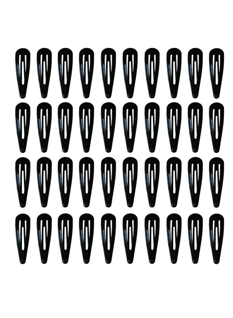 40 Pack Black 2 Inch Barrettes Women Metal Snap Hair Clips Accessories  - Image 1