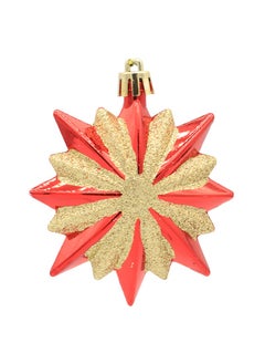 Generic Cross-border new wholesale 16-corner star pendant Christmas tree pendant electroplating painted decorative props a box of 4 Pack Red 