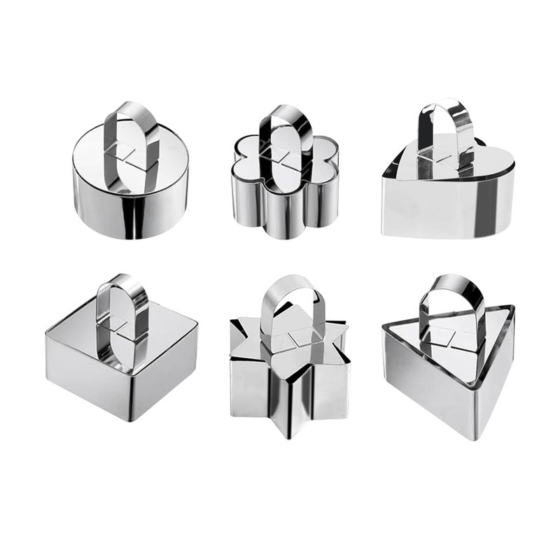 SWETON Cake Rings Cooking Rings Dessert Mousse Mold Stainless Steel with Pusher for Desserts Making 6PCS