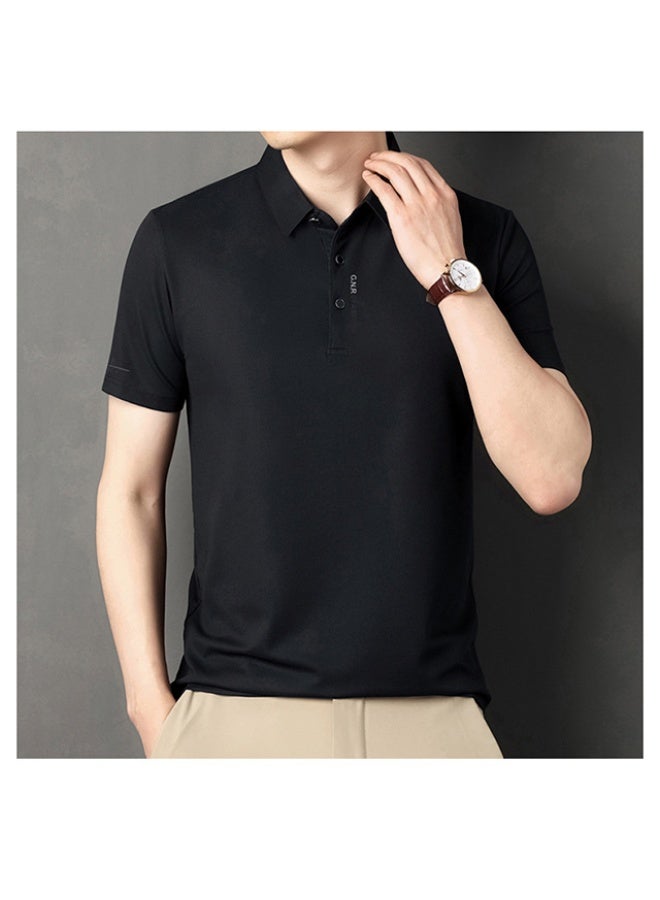 Men's Short Sleeve T-Shirt  Seamless Polo Shirt Casual Turn-down Collar Summer Pure Color Shirt - Image 2