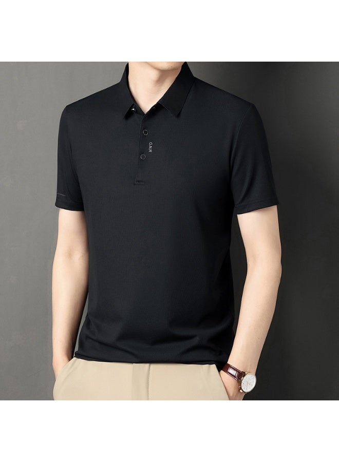Men's Short Sleeve T-Shirt  Seamless Polo Shirt Casual Turn-down Collar Summer Pure Color Shirt - Image 1
