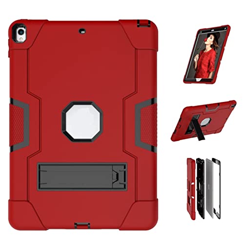 Jaorty Case for iPad Air 3 105 2019for iPad Pro 105 inch 2017 Case3 in 1 Hybrid SoftHard Heavy Duty Rugged Stand Shockproof AntiSlip AntiScratch FullBody Protective CaseRedBlack - Image 1