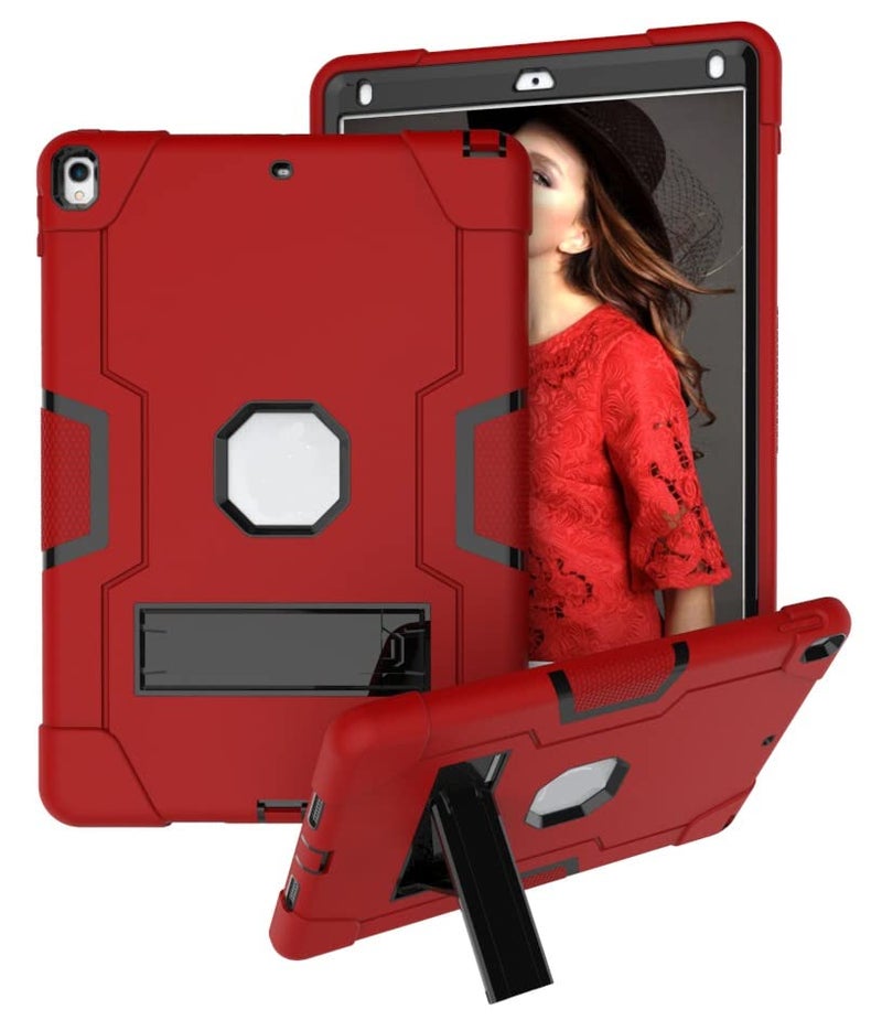 Jaorty Case for iPad Air 3 105 2019for iPad Pro 105 inch 2017 Case3 in 1 Hybrid SoftHard Heavy Duty Rugged Stand Shockproof AntiSlip AntiScratch FullBody Protective CaseRedBlack - Image 3
