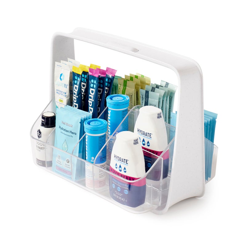 YouCopia SipStation Hydration Caddy Hydration Packet Storage Adjustable Electrolyte Powder Organizer Speckled White - Image 2