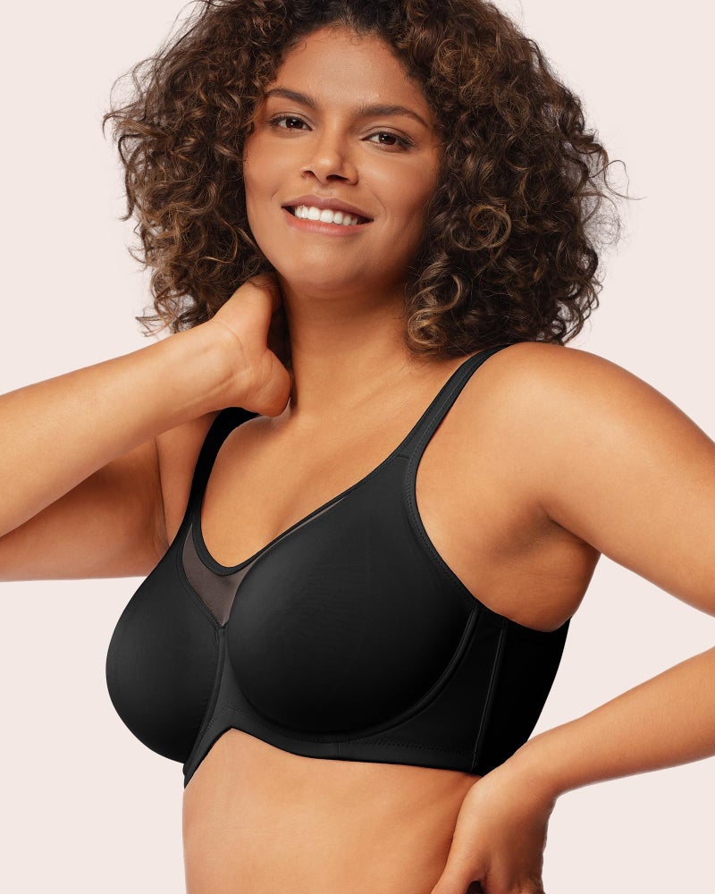 HSIA Minimizer Bras for Women Plus Size, Full Coverage Coolcomfort T Shirt Unlined Bra with Underwire for Heavy Breast, Black 38DD - Image 2