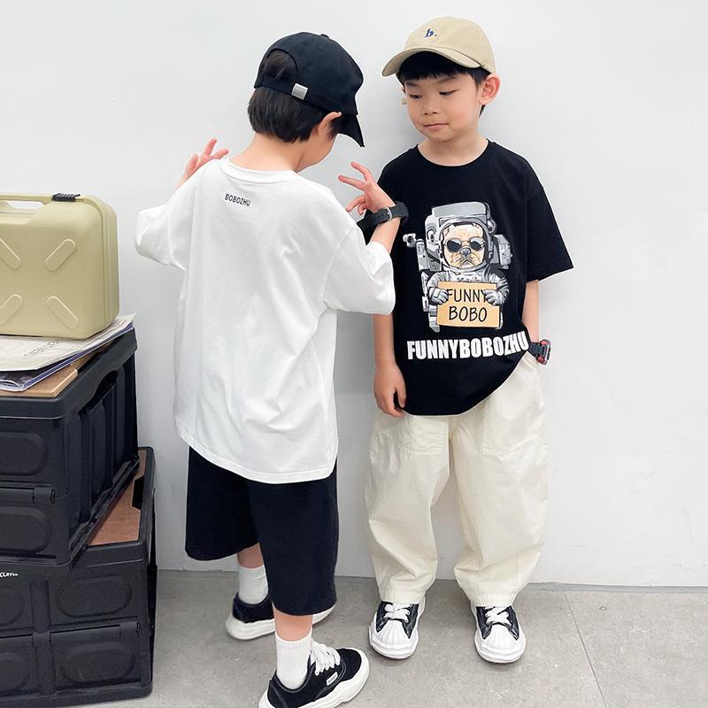 Children'S Cotton T-Shirt For Boys 2024 Astronaut Pattern Printed Short Sleeve Children'S Cotton T-Shirt - Image 3