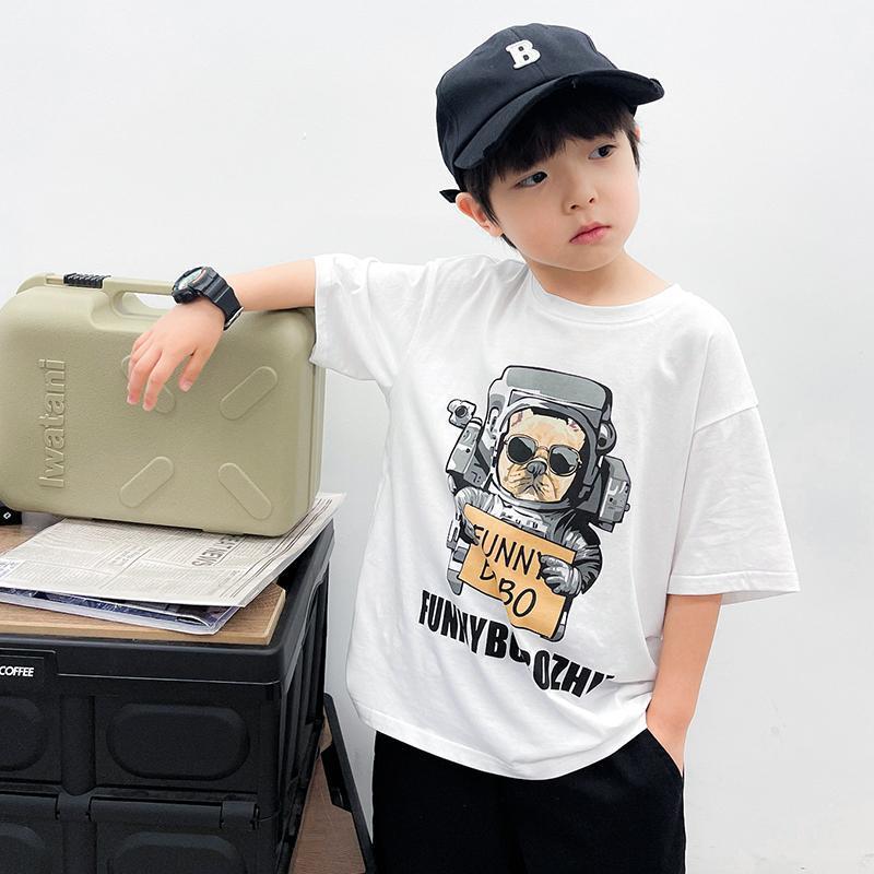 Children'S Cotton T-Shirt For Boys 2024 Astronaut Pattern Printed Short Sleeve Children'S Cotton T-Shirt - Image 2