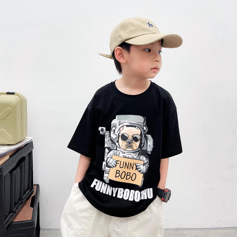 Children'S Cotton T-Shirt For Boys 2024 Astronaut Pattern Printed Short Sleeve Children'S Cotton T-Shirt - Image 1