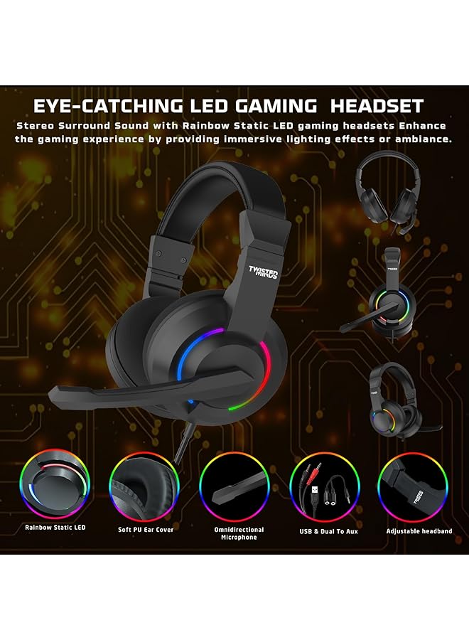 TWISTED MINDS 4 In 1 Gaming Bundle – Tm Fusion X 87 Key Wired Mechanical Keyboard 4 Level Dpi Adjustable Mouse Rainbow Static Led Headset Large 35.3X25In Mouse Pad – Ergonomic Design For Pc Gamer - Image 4