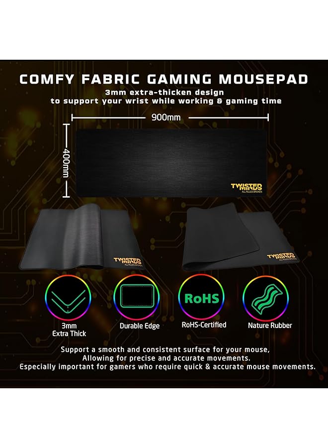 TWISTED MINDS 4 In 1 Gaming Bundle – Tm Fusion X 87 Key Wired Mechanical Keyboard 4 Level Dpi Adjustable Mouse Rainbow Static Led Headset Large 35.3X25In Mouse Pad – Ergonomic Design For Pc Gamer - Image 2