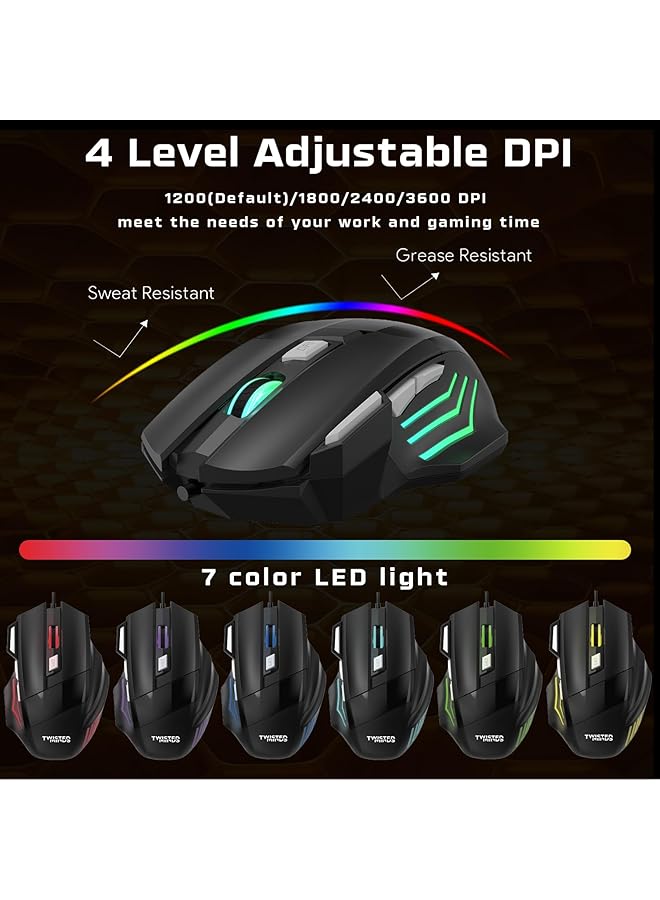 TWISTED MINDS 4 In 1 Gaming Bundle – Tm Fusion X 87 Key Wired Mechanical Keyboard 4 Level Dpi Adjustable Mouse Rainbow Static Led Headset Large 35.3X25In Mouse Pad – Ergonomic Design For Pc Gamer - Image 5