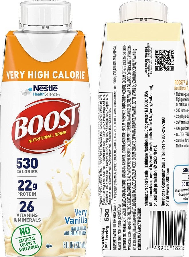 BOOST Very High Calorie Nutritional Drink Variety Pack, 12 Count - 4 Vanilla, 4 Chocolate, 4 Strawberry - 530 Calories per 8 fl oz Bottle, Nutrient-Rich (Variety Pack) - Image 3