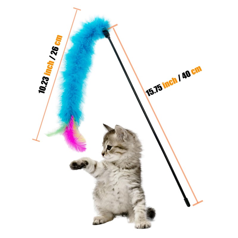 CATENEED Cat Wand Feather Toys, 6 Pieces Interactive Cat Feathers Teaser Toy for Indoor Cats Play - Image 3
