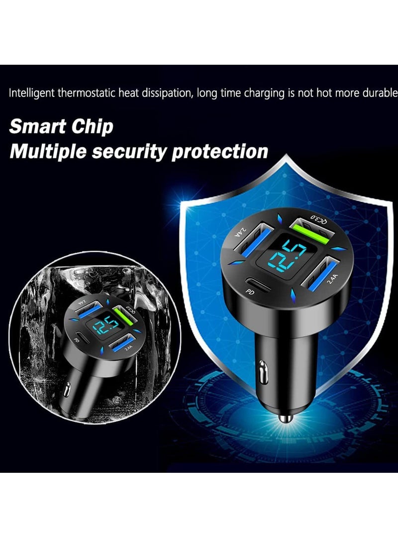 Car Charger Usb Adapter With Voltmeter 4 Ports Usb Type C Port Pd 3.1/Qc 3.0 Super Fast Charging Car Lighter Plug - Image 5