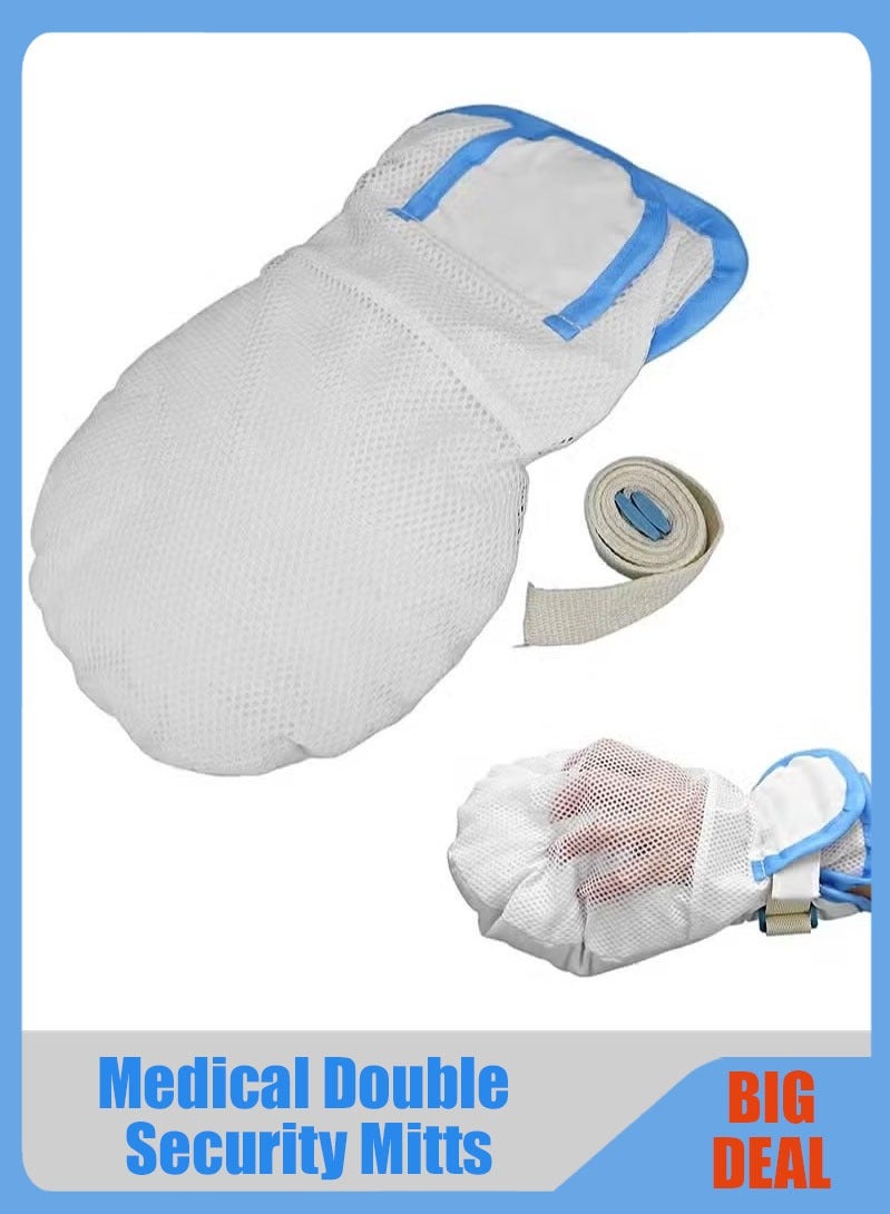 Medical Double Security Mitts Breathable Hand Restraints Safety Mitts Glove for Elderly & Medical Procedures with Extra Padding for Comfort & Protection One Size Fits All Hand - Image 1