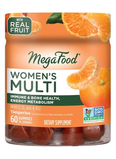 MegaFood Women's Multivitamin Support brain,Immune and bone health,Formulated with choline - Dietary Supplement 60 Gummies /30 Servings (Tangerine)