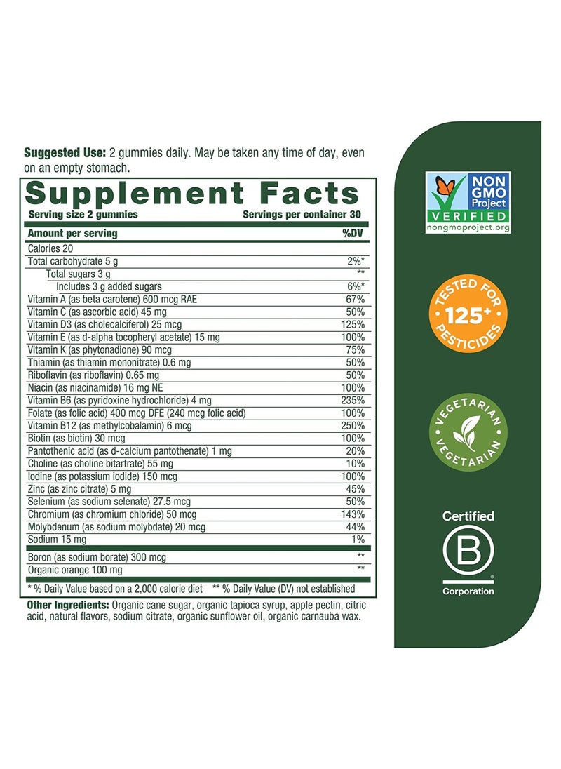 MegaFood - MegaFood Women's Multivitamin Support brain,Immune and bone health,Formulated with choline - Dietary Supplement 60 Gummies /30 Servings (Tangerine) - Image 1
