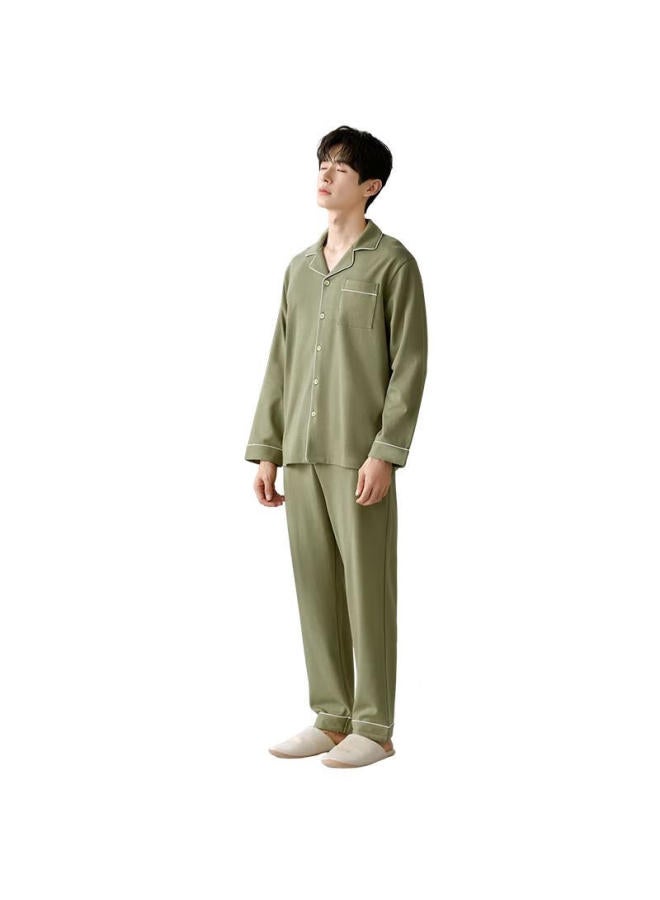 Your Sun Comfortable And Refreshing 100% Cotton Men's Pajamas Men's Autumn And Winter Long Sleeve Cardigan Loose Casual Home Wear Set Can Be Worn Outside - Image 2