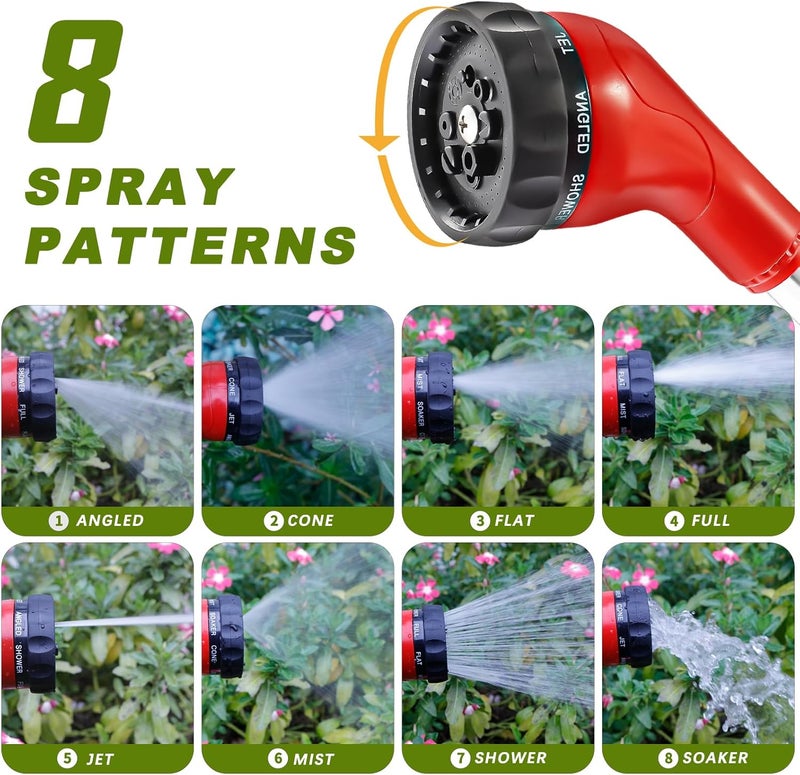 GREEN MOUNT Watering Wand, Heavy Duty Garden Hose Wand with 8 Spray Patterns, 16-Inch Hose Sprayer Nozzle with Flow Control, Ideal for Lawn and Garden Use, Red - Image 5