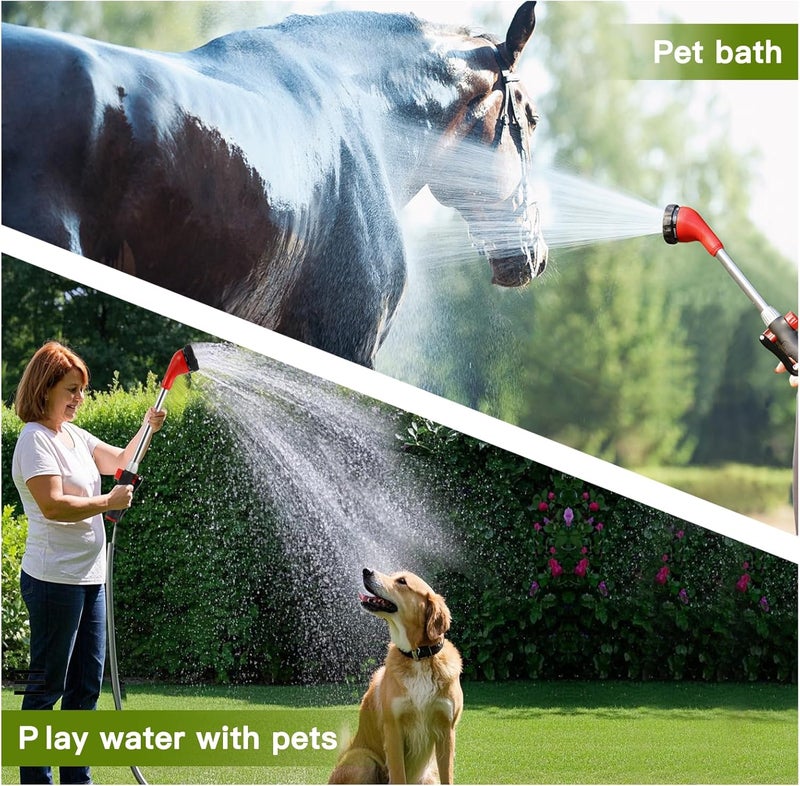 GREEN MOUNT Watering Wand, Heavy Duty Garden Hose Wand with 8 Spray Patterns, 16-Inch Hose Sprayer Nozzle with Flow Control, Ideal for Lawn and Garden Use, Red - Image 4