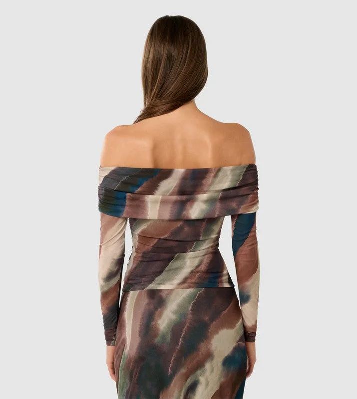 forever new  KAIA Ruched Mesh Off-Shoulder Top for Women | Best Price UAE