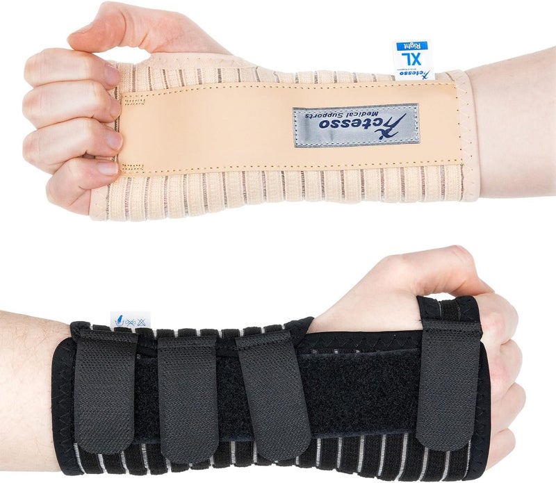 Actesso Breathable Wrist Support Splint Brace Relieves Pain from Carpal Tunnel Sprains and Strains Beige XL Right - Image 1