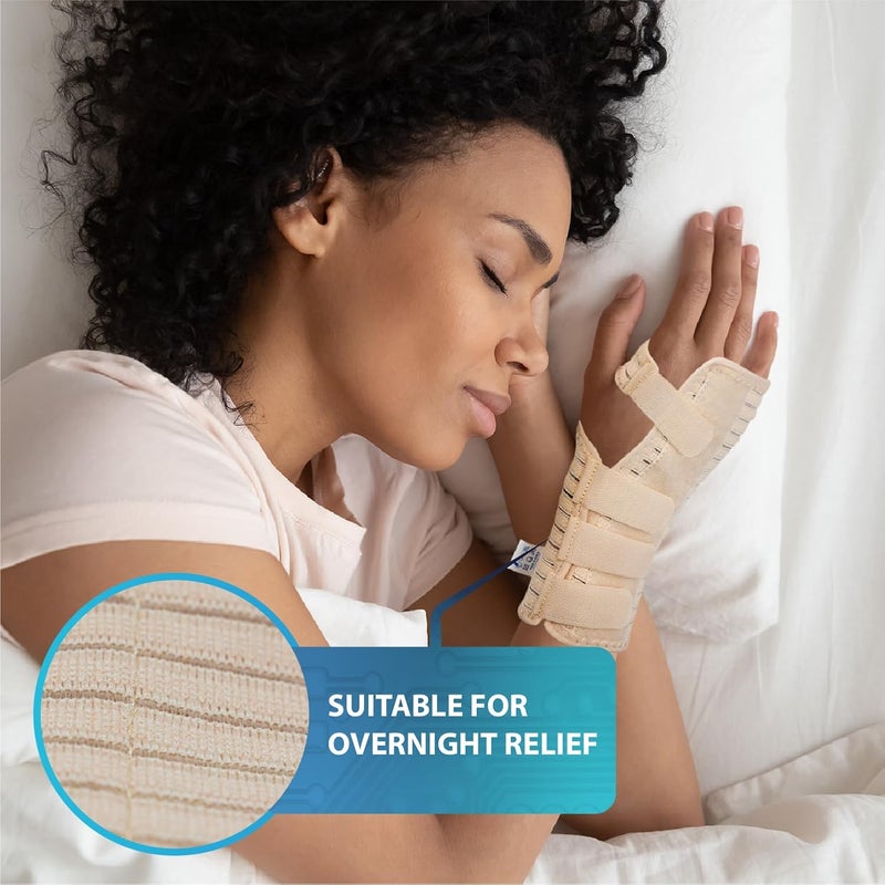 Actesso Breathable Wrist Support Splint Brace Relieves Pain from Carpal Tunnel Sprains and Strains Beige XL Right - Image 3