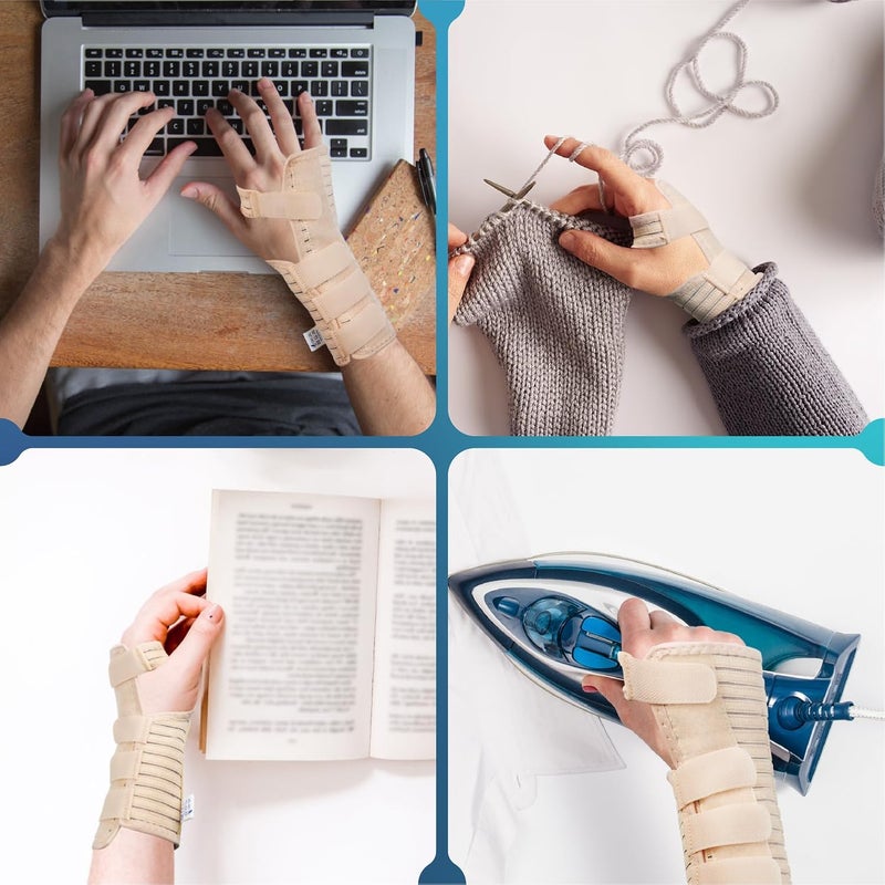 Actesso Breathable Wrist Support Splint Brace Relieves Pain from Carpal Tunnel Sprains and Strains Beige XL Right - Image 4
