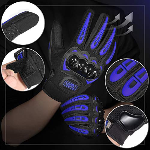 COFIT Motorcycle Gloves Breathable, Touchscreen Motorbike Gloves Anti-slip with Good Grip Hard Knuckles Protection for Men Women Motocross, BMX ATV MTB Cycling, Road Racing - Blue L - Image 2
