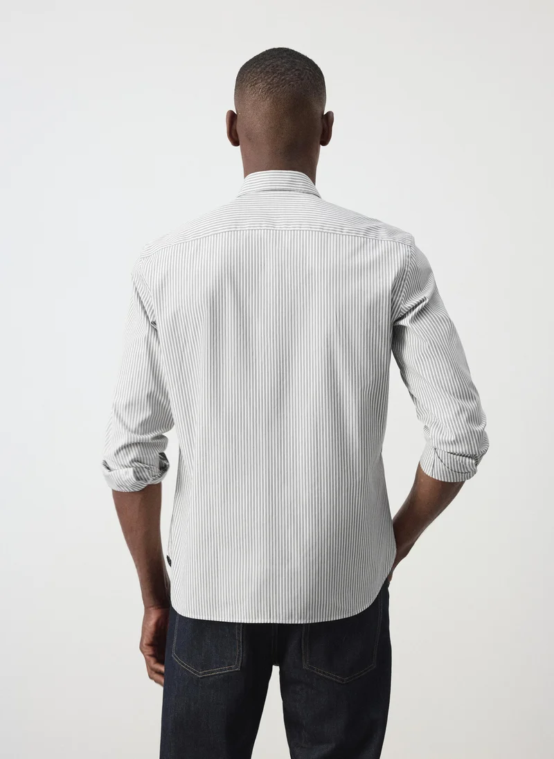 مانجو مان 100% Cotton Regular Fit Striped Shirt
