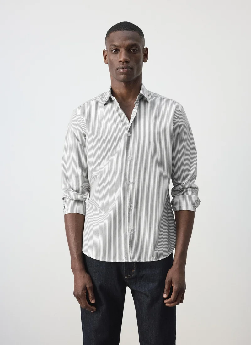 مانجو مان 100% Cotton Regular Fit Striped Shirt