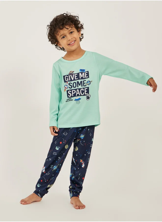Styli Styli Printed Long Sleeve T-Shirt and Jogger Pyjama Set