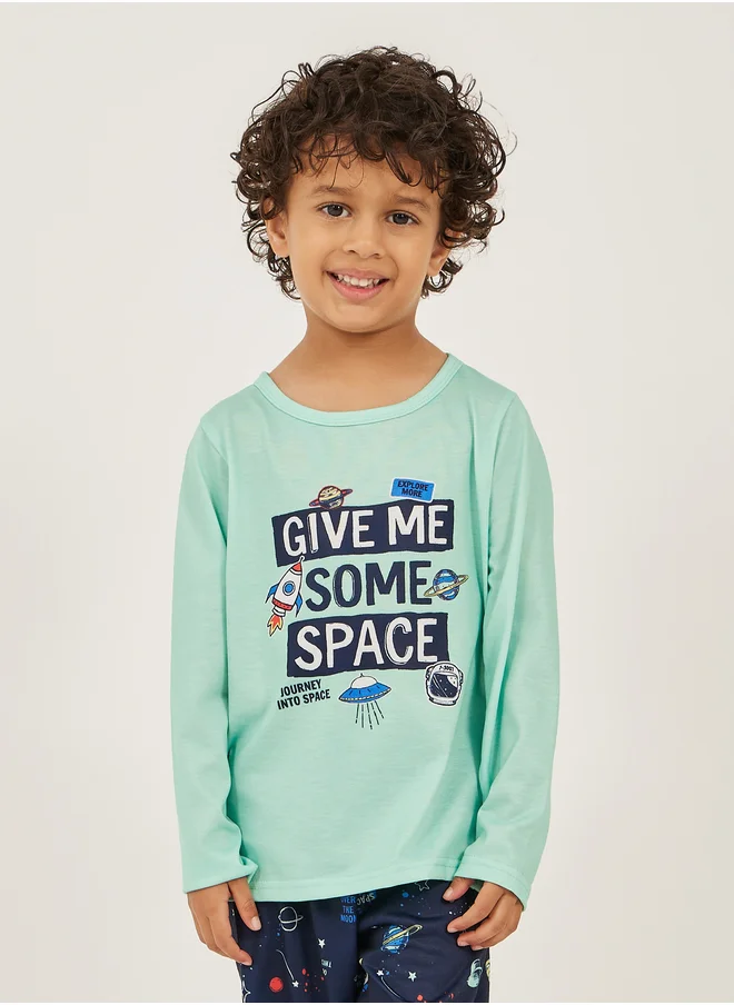 Styli Styli Printed Long Sleeve T-Shirt and Jogger Pyjama Set